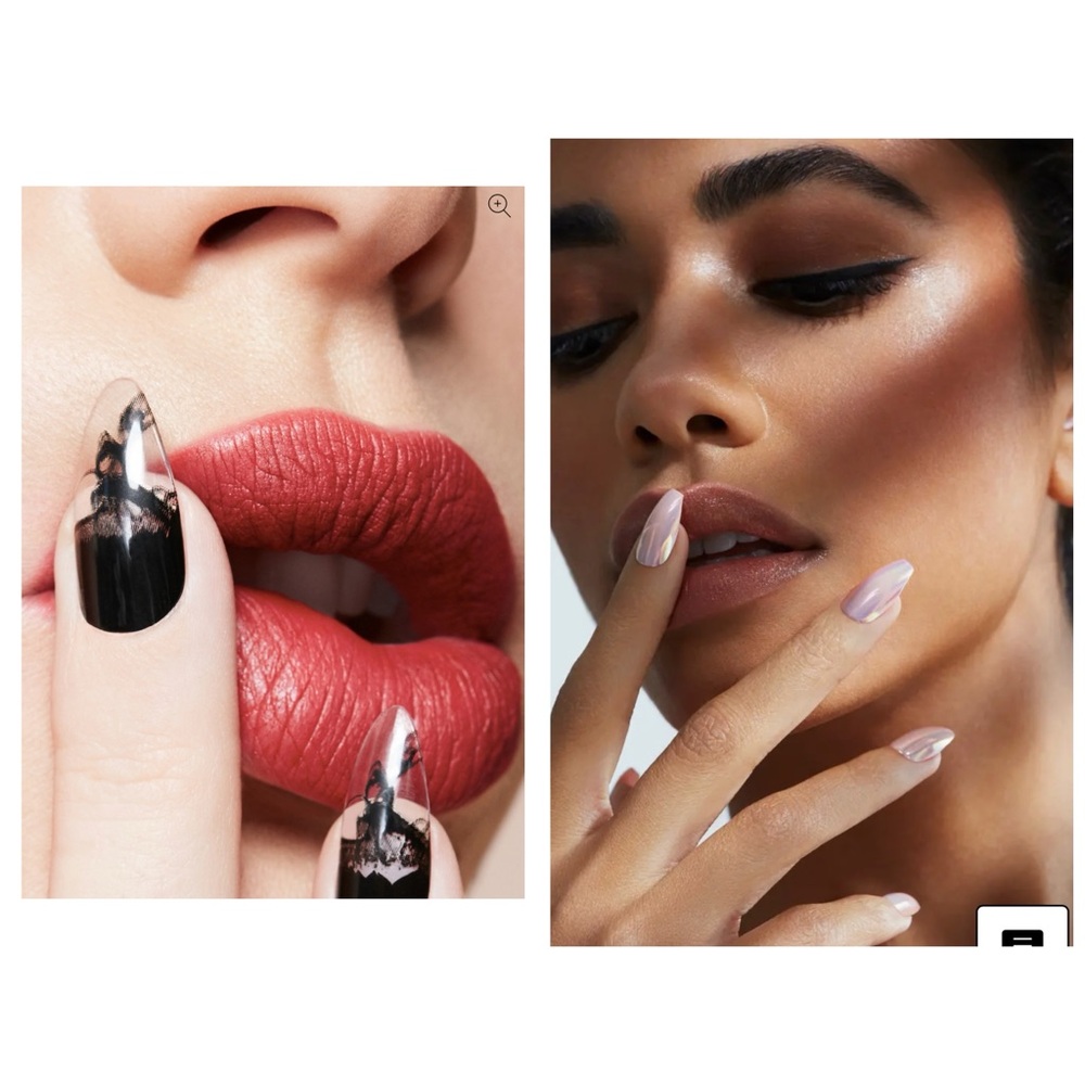 Static Nail Two Piece Press On Nail Set
 (Smoke Show & Peach Fizz Coffin)